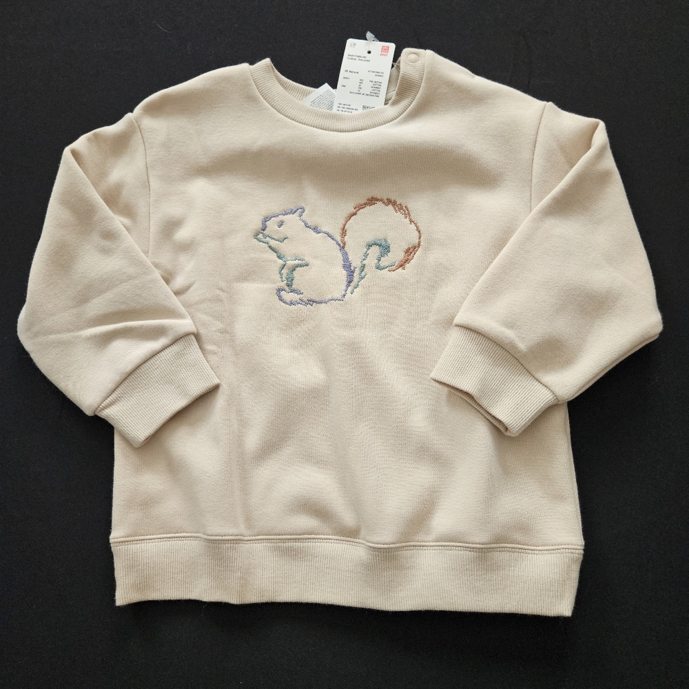 Uniqlo Baby Squirrel Fleece Pullover Sweatshirt 3Y - NWT